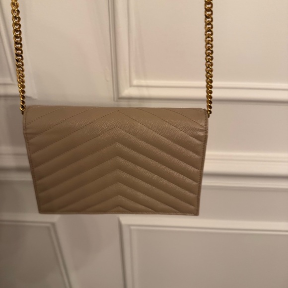 Saint Laurent Tan Chevron Crossbody Bag - Picture 4 of 5